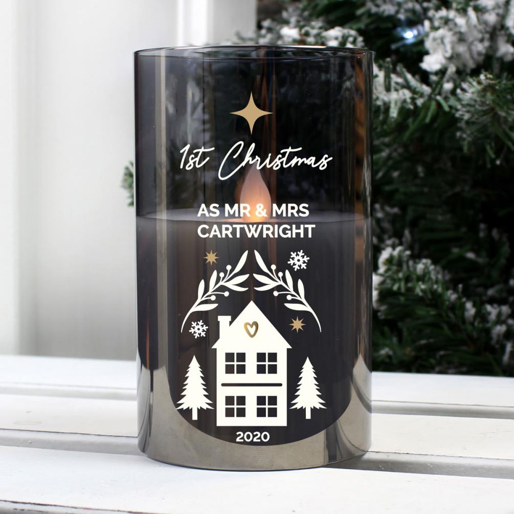 Personalised Christmas Smoked Glass LED Candle Extra Image 3